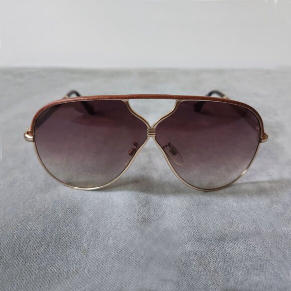 Balenciaga Brown Lucite Sunglasses with Gilded Gold Hardware and Brown Lambskin - Picture 4 of 8